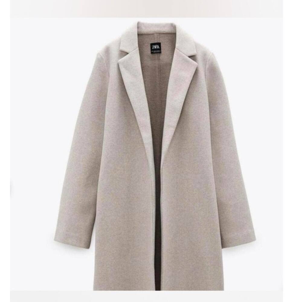 Zara women’s long coat XL Beige Cream